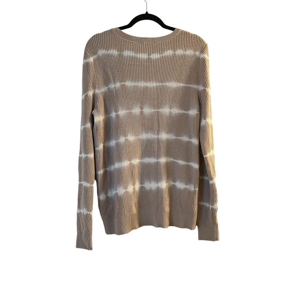 INC International Concepts Tan & White Tie-Dye 100% Cotton Scoop Neck Sweater, L - Picture 3 of 5